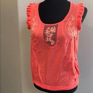 Free People Coral Cotton Top